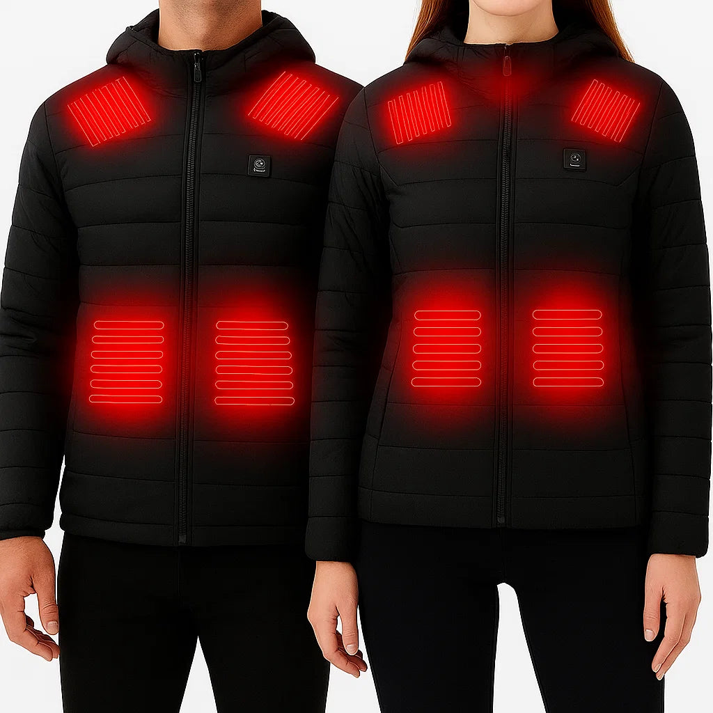Beheizbare Unisex-Jacke – Wasserdicht, Winddicht & Temperaturregelung für Winterkomfort